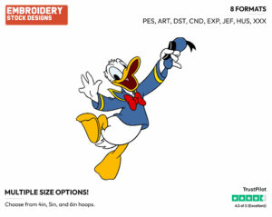 Jumping For Joy - Disney's Donald Duck - Embroidery Design in 3 sizes & 8 formats