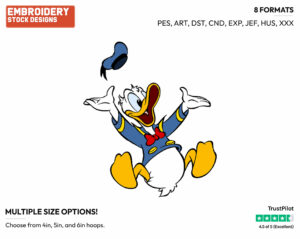 Excited - Disney's Donald Duck - Embroidery Design in 3 sizes & 8 formats