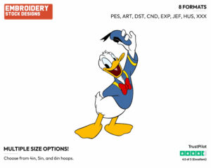 Greeting - Disney's Donald Duck - Embroidery Design in 3 sizes & 8 formats