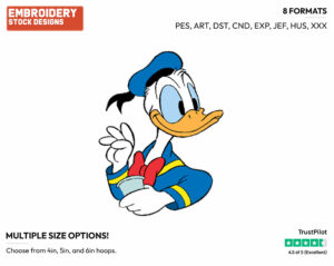 Donald Duck - Disney's Donald Duck - Embroidery Design in 3 sizes & 8 formats