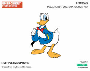 Holding His Hat In His Hands - Disney's Donald Duck - Embroidery Design in 3 sizes & 8 formats