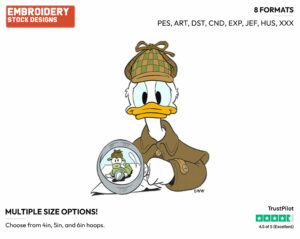 Detective Donald Duck - Disney's Donald Duck - Embroidery Design in 3 sizes & 8 formats
