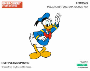 Waving - Disney's Donald Duck - Embroidery Design in 3 sizes & 8 formats