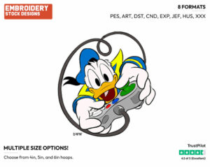 Playing Video Game - Disney's Donald Duck - Embroidery Design in 3 sizes & 8 formats