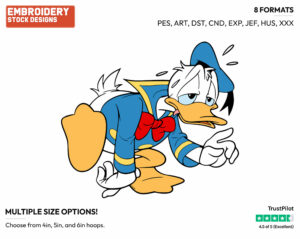 Exhausted Donald Duck - Disney's Donald Duck - Embroidery Design in 3 sizes & 8 formats