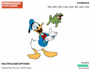 Donald Duck, Frog - Disney's Donald Duck - Embroidery Design in 3 sizes & 8 formats
