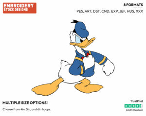 Angry Donald - Disney's Donald Duck - Embroidery Design in 3 sizes & 8 formats