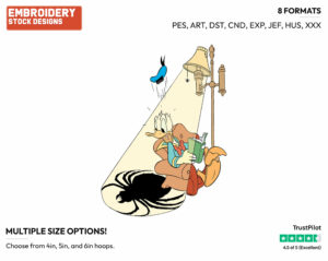 Frightened By Spider - Disney's Donald Duck - Embroidery Design in 3 sizes & 8 formats