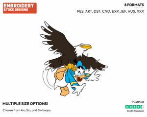 Carried Off By An Eagle - Disney's Donald Duck - Embroidery Design in 3 sizes & 8 formats