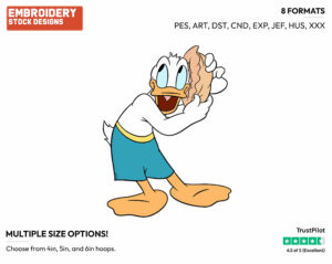 Listening To Seashell - Disney's Donald Duck - Embroidery Design in 3 sizes & 8 formats