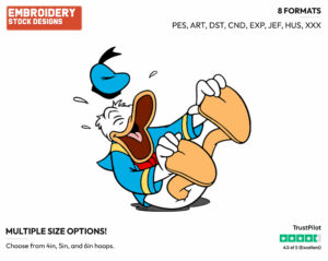 Rolling Around Laughing - Disney's Donald Duck - Embroidery Design in 3 sizes & 8 formats