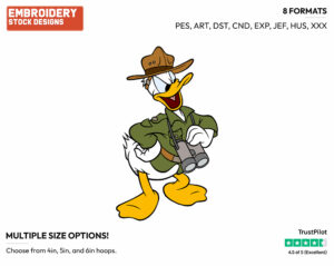 Donald Duck The Forest Ranger - Disney's Donald Duck - Embroidery Design in 3 sizes & 8 formats