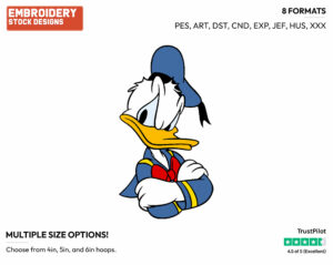Donald Duck Arms Crossed - Disney's Donald Duck - Embroidery Design in 3 sizes & 8 formats