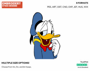 Shy Donald Duck - Disney's Donald Duck - Embroidery Design in 3 sizes & 8 formats