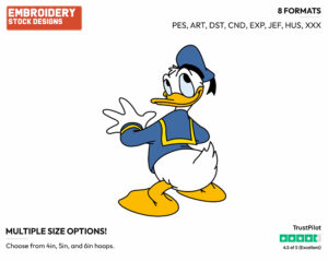 Donald Duck From The Back - Disney's Donald Duck - Embroidery Design in 3 sizes & 8 formats
