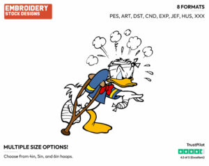 Injured Donald Duck - Disney's Donald Duck - Embroidery Design in 3 sizes & 8 formats