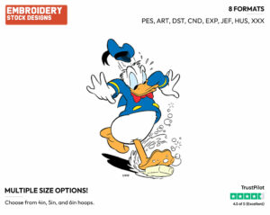 Slipping On Soap - Disney's Donald Duck - Embroidery Design in 3 sizes & 8 formats