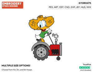 Driving Tractor - Disney's Donald Duck - Embroidery Design in 3 sizes & 8 formats