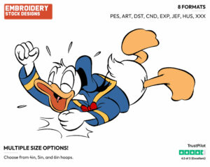 Donald Kicking And Pounding The Ground, Laughing - Disney's Donald Duck - Embroidery Design in 3 sizes & 8 formats
