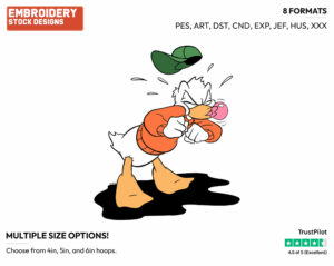 Blowing Bubblegum Bubble - Disney's Donald Duck - Embroidery Design in 3 sizes & 8 formats