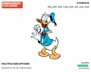 Smiling - Disney's Donald Duck - Embroidery Design in 3 sizes & 8 formats