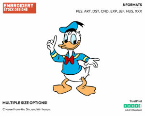 Holding Up Finger - Disney's Donald Duck - Embroidery Design in 3 sizes & 8 formats