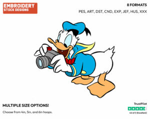 Taking Pictures With Camera - Disney's Donald Duck - Embroidery Design in 3 sizes & 8 formats