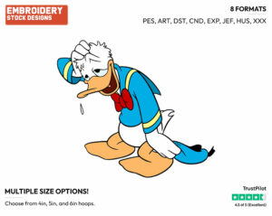 Exhausted - Disney's Donald Duck - Embroidery Design in 3 sizes & 8 formats