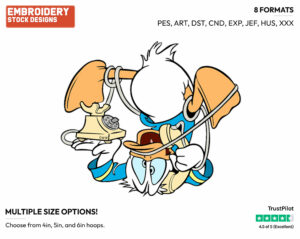 On The Phone - Disney's Donald Duck - Embroidery Design in 3 sizes & 8 formats