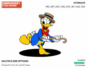 Dancing - Disney's Donald Duck - Embroidery Design in 3 sizes & 8 formats