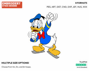 Angry Donald On Ice Skates - Disney's Donald Duck - Embroidery Design in 3 sizes & 8 formats