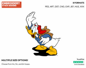 Young Donald Wearing Backpack - Disney's Donald Duck - Embroidery Design in 3 sizes & 8 formats