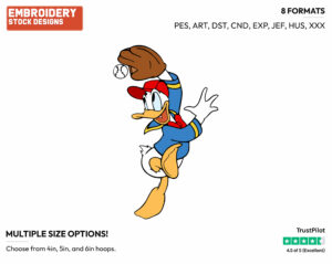Donald Duck Catching A Baseball - Disney's Donald Duck - Embroidery Design in 3 sizes & 8 formats