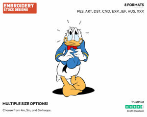 Embarrassed Donald - Disney's Donald Duck - Embroidery Design in 3 sizes & 8 formats