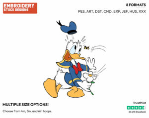 Surprised By Bee - Disney's Donald Duck - Embroidery Design in 3 sizes & 8 formats