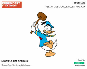 Swinging Mallet - Disney's Donald Duck - Embroidery Design in 3 sizes & 8 formats