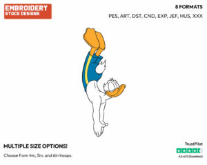 Diving - Disney's Donald Duck - Embroidery Design in 3 sizes & 8 formats