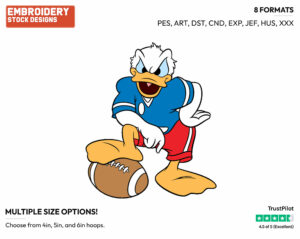 Standing With One Foot On Football - Disney's Donald Duck - Embroidery Design in 3 sizes & 8 formats