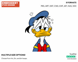 Dazed - Disney's Donald Duck - Embroidery Design in 3 sizes & 8 formats