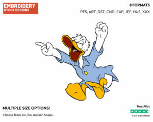Yelling In Pyjamas - Disney's Donald Duck - Embroidery Design in 3 sizes & 8 formats