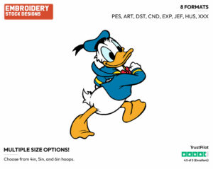 On A Walk - Disney's Donald Duck - Embroidery Design in 3 sizes & 8 formats