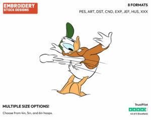Donald Duck Narrowly Avoids Snowball - Disney's Donald Duck - Embroidery Design in 3 sizes & 8 formats