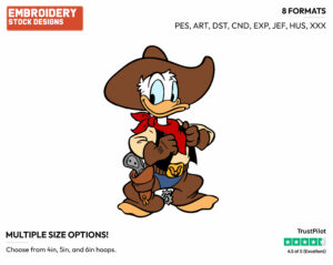 Cowboy Donald Duck - Disney's Donald Duck - Embroidery Design in 3 sizes & 8 formats