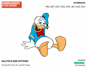 Tired - Disney's Donald Duck - Embroidery Design in 3 sizes & 8 formats