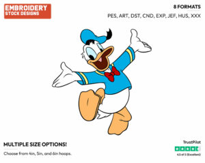 Happy, With Open Arms - Disney's Donald Duck - Embroidery Design in 3 sizes & 8 formats