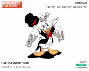 Donald Duck The Magician - Disney's Donald Duck - Embroidery Design in 3 sizes & 8 formats
