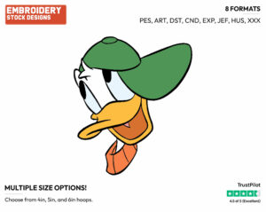 Young Donald Duck Wearing Baseball Cap - Disney's Donald Duck - Embroidery Design in 3 sizes & 8 formats