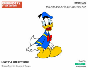 Sitting Down - Disney's Donald Duck - Embroidery Design in 3 sizes & 8 formats