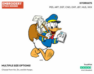 Delivering Mail - Disney's Donald Duck - Embroidery Design in 3 sizes & 8 formats