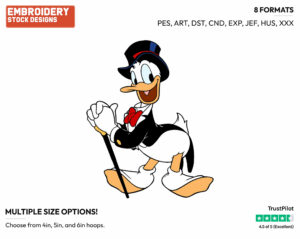 Dapper Donald Duck - Disney's Donald Duck - Embroidery Design in 3 sizes & 8 formats